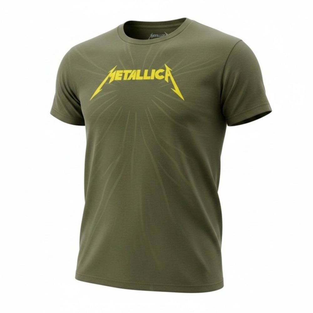 Metallica 2024 Graphic T-Shirt XXL Olive Green Spider Web Heavy Metal Band Tee